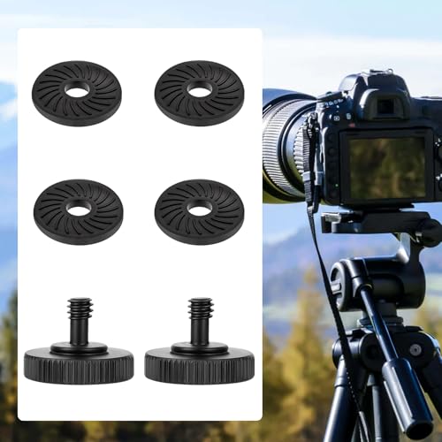 2Packs Thumb Camera Quick Release Adapter with 4 Packs Rubber Washers Tripod Screw with Rubber Pad 1/4 Male to 1/4 Female Thread L Bracket Mount for Camera Mounting Plate