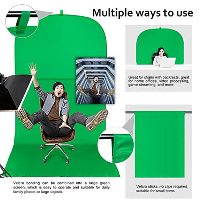 Portable Green Screen Chair, 59 in Greenscreen Backdrop with Stand Double Sided Foldable Green Background, Chroma Key, for Video Chats and Meetings, Photography, Photo Zoom, Streaming Games