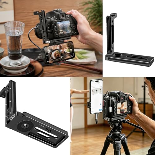 Camera L Bracket for Phone Mount,Camera Side Phone Holder with NATO Handle Rail Phone Rail 38mm Arca Style for Nikon Canon Sony SLR DSLR Camera Live/Vlog Accessories