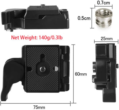 UTEBIT 323 RC2 Tripod Quick Release Plate, with 1/4" and 3/8" Camera Screw | Metal Rapid Connect Adapter Tripod Mount Plate for Manfrotto 200pl-14 Rc2 Camera Tripod Head, Black