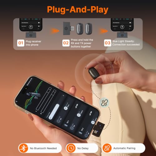 Saramonic Air SE Wireless Lavalier Microphone for for iPhone & Android — Dual Receiver (USB-C + Lightning), AI Noise Cancellation, 48kHz/24bit for YouTube, Podcast, Interview
