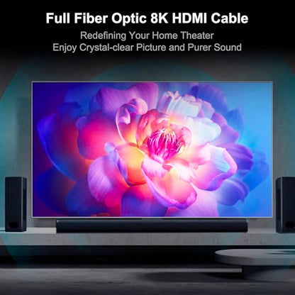 RUIPRO 8K Detachable Full Fiber Optic Armored DisplayPort Cable 1.4, 330FT, 32.4 Gbps, Supports 8K@60Hz, 4K@144Hz, HDR, HDCP 2.2, FreeSync & G-Sync, Compatible with RTX 4090/3090 Ti/RX 7900 XTX - size: 330FT