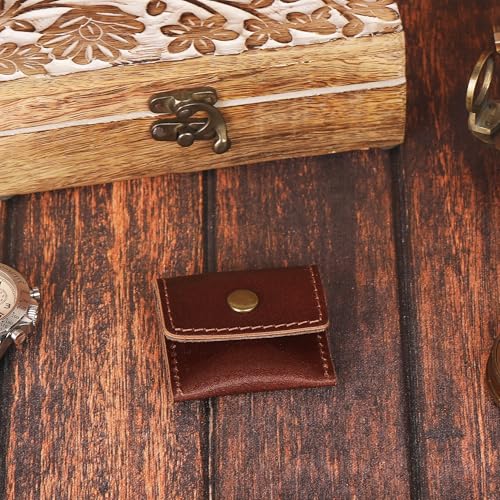 Leather Ring Pouch, Brown Leather Jewelry Holder, Wedding Case for Men and Women - Full Grain Pouch for Engagement Handcrafted Bridal Jewellery Storage, Guitar Picks Camera SD Card Holder - color: Wine
