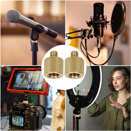 Anwenk Standard 3/8"-16 Female to 1/4"-20 Male Tripod Thread Reducer Screw Adapter (Brass) Precision Made (2 Pack) - color: 1/4" Male to 3/8" Female Screw Brass