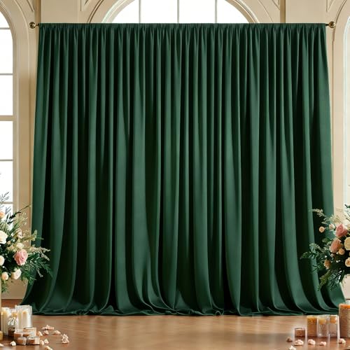 20x10ft Wrinkle Free Hunter Green Backdrop Curtain for Parties, Soft Wedding Dark Green Curtain Backdrop, Polyester Photo Backdrop Drapes for Birthday Party Baby Shower Photography Background - color: Blackish Green, size: W5' x H10'(4 panels)