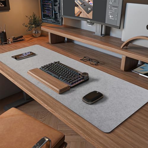 DawnTrees Felt Desk Pad,Keyboard Mat (35.8" x 11.8"),Large Felt Mouse Pad,Computer Desk Mat XL,Desk Protector for Office (Light Gray) - color: Light Gray, size: 36" x 12"