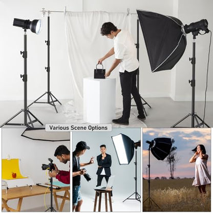 Photography Light Stand, 110"/9.2ft/280cm Portable Reverse Folding Tripod with Travel Bag Aluminum Heavy Duty for Camera,Video,Softboxes,Umbrell,Wedding Outdoor Video Shooting （2 Pack） - color: Black-2 Pack