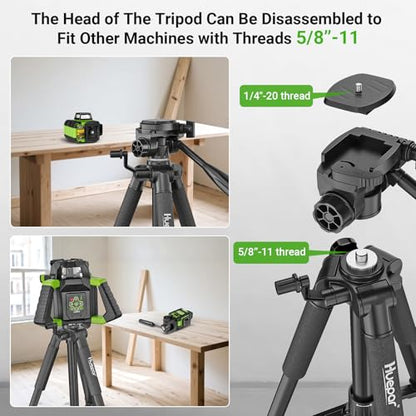 Huepar Tripod 50-inch Extendable Height Tripod Use with Laser Level, Point Lasers, Lazer Distance Measures, 1/4" and 5/8" Thread Mount for for Varieties Tools, Outdoor and Indoor T13A - size: 50-Inch