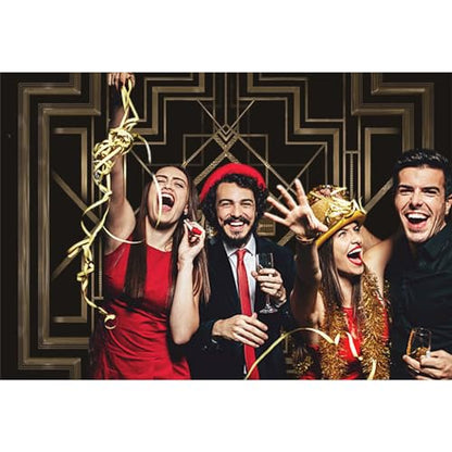 10x6.5ft Theme Backdrops for Photography Black and Golden Retro Texture Background Luxury Party Crazy Carnival Happy Birthday Party Portrait Photo Studio Video Shooting Props - size: 10x6.5ft