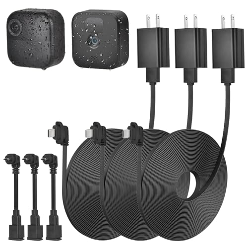 3Pack 16.4ft/5m Power Cable with Adapter for Blink Outdoor 4 (4th Gen), Blink Outdoor/Indoor (3rd Gen)&Blink XT/XT2, Weatherproof Outdoor Extension Cable with Extra Micro USB Adapter for Blink Camera - size: 16.4ft