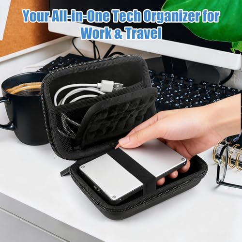Hard Drive Case, Portable External Hard Drive Case Protective Storage Case | Shockproof Travel Tech Organizer Pouch with SD Card Slots, Mesh Cable Pocket, Electronic Storage Bag for Passport Hard Drives