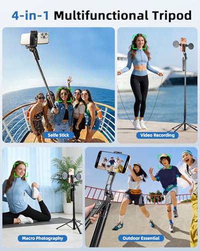 Auto Face Tracking Selfie Stick Tripod for iPhone with Light 360° Rotation That Follows Your Movement 70.9" Camera Tripod Stand with Remote for Content Creator Vlog Live Stream Video Recording