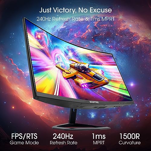 Sceptre New 27-inch Curved Gaming Monitor FreeSync 240Hz Plus DisplayPort HDMI 1ms 99% sRGB Build-in Speakers, R1500 Machine Black 2025 (C275B-FWT240 Series) - style: 27" Curved 240Hz