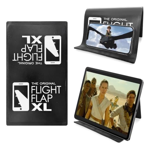 Flight Flap Airplane Tablet Holder, Flexible Cell Phone and Tablet Holder Extra Large 12x7”, Folding Cellphone Stand for Desk, Kindle, Bed, Airplane Gadgets Long Travel Essentials (Black) - color: Black, size: Extra Large
