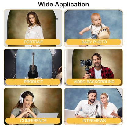 Kate 5x6.5ft(1.5x2m) Collapsible Backdrop Blue Brown Texture Folding Double Sided Backgrounds for Photo, Video Meetings, Live Streaming