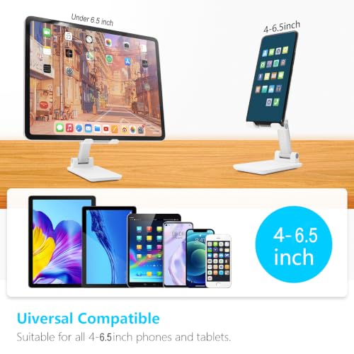 Cell Phone Stand for Desk, Angle & Height Adjustable Phone Holder, (Black) | Fully Foldable, Fits for All Under 6.5" Smartphones, Ideal for Home, Office & Travel Use - color: A-Black