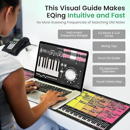 Instrument Frequency EQ Cheat Sheet Mousepad – 80×30cm (31.5"x11.8") & 35×25cm (13.8"x9.8") – Studio Desk Mat for Music Producers, DJs & Engineers – LED Version Available - size: ((XXL with LED (800x300mm)))