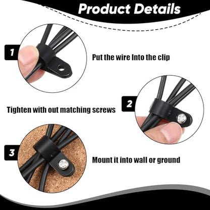 JJUNW 50 Pcs 1/2 Inch Outdoor Cable Clips, Plastic Rope Light Clips Black Wire Fence Clips, Extension Cord Wall Clips with Screws for Wire Management(1/2 Inch) - size: 1/2 Inch