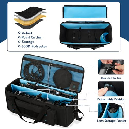samdew 30'' Tripod Travel Bag, Photo Studio Equipment Case, Soft Bag Only | Large Photography Organizer with Secure Buckles & Lens Storage Pocket, for Light Stand, Monopod, Mic Stand, Camcorder & More