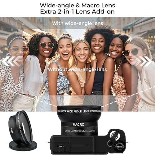 4K Vlogging Camera with Creator Kits 5K Digital Camera for Photography 64MP Video Camera with Flip Screen, Microphone, Powerbank Tripod, Wide-Angle & Macro Lens, Remote Control, Batteries