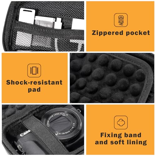 ProCase Hard Shell Digital Camera Case for Canon G7X Mark III, Sony Cybershot, PowerShot SX740, Ricoh GR III, Kodak Pixpro, Compact Small Cameras Travel Carrying Storage Bag Fathers Day Gift-Black - color: Black