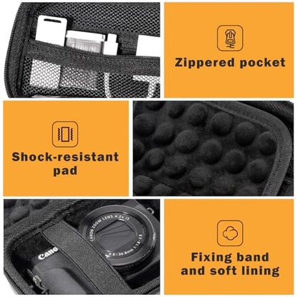 ProCase Hard Shell Digital Camera Case for Canon G7X Mark III, Sony Cybershot, PowerShot SX740, Ricoh GR III, Kodak Pixpro, Compact Small Cameras Travel Carrying Storage Bag Fathers Day Gift-Black - color: Black
