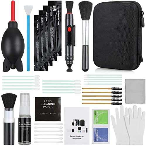 17-in-1 Camera Cleaning Kit for DSLR Cameras (Canon, Nikon,Sony), with Air Blower/Cleaning Pen/Detergent/Cleaning Cloth/Lens Brush/Carry Case - size: 17-in-1