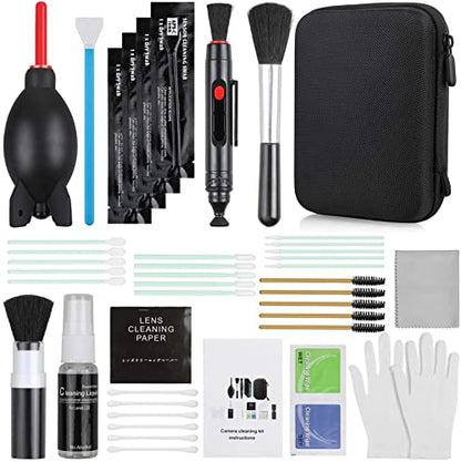 17-in-1 Camera Cleaning Kit for DSLR Cameras (Canon, Nikon,Sony), with Air Blower/Cleaning Pen/Detergent/Cleaning Cloth/Lens Brush/Carry Case - size: 17-in-1