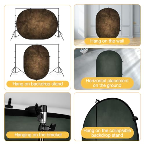 Kate Collapsible Backdrop Pop up Backdrops Self Tape Backdrop Portable for Headshot,Portrait Photography,Video,5x6.5ft,(Brown/Green)