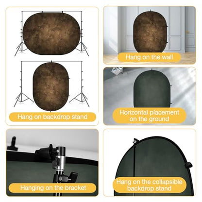 Kate Collapsible Backdrop Pop up Backdrops Self Tape Backdrop Portable for Headshot,Portrait Photography,Video,5x6.5ft,(Brown/Green)