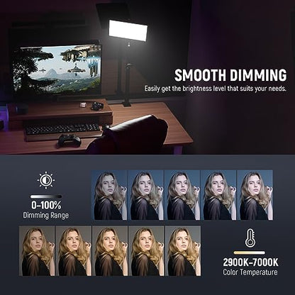 NEEWER 25W 12.9" Streaming Key Light with Desk Stand/2.4G Remote/USB Transmitter, PC/Mac APP Control 2300Lx/0.5m 2900-7000K CRI98+ Dimmable Edge Lit Video Panel Light for Webcam Laptop Zoom, GL25B