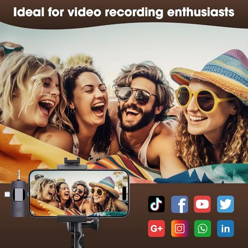 4in1 Wireless Lavalier Microphone for iPhone, iPad, Android, Camera，computers;mini Noise Reduction Recording Mic 2.4G Ultra-Low Delay,with storage box for Live Stream Content Creators Podcast