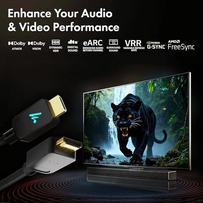 LED HDMI Cable V2.1 with Ethernet,8k@60Hz,4K@120Hz UHD Resolution,6.6 Feet Braided, 48 Gbps Transfer Ultra high Speed,HDR/HDR10/Dolby Vision,Dolby Atmos and DTS:X,Compatible All HDMI Devices - color: Black, size: 6.6 Feet