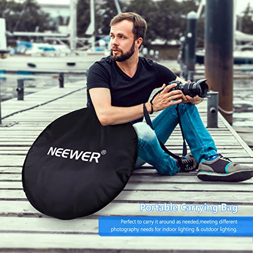 NEEWER 59"x79"/150x200cm Light Reflectors for Photography, Portable 5 in 1 Collapsible Multi Disc with Bag - Translucent, Silver, Gold, Black, White Diffuser for Studio and Outdoor Lighting - size: 59" x 79"