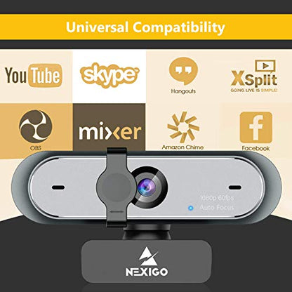 NexiGo N660P 1080P 60FPS Webcam with Software Control, Dual Microphone & Cover, Autofocus, HD USB Computer Web Camera, for OBS/Gaming/Zoom/Skype/FaceTime/Teams/Twitch (Renewed) - style: 1080P Webcam 60FPS