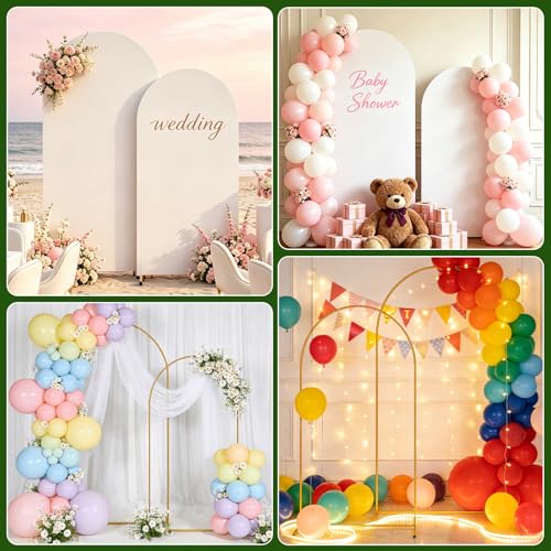 2 Pack Arch Backdrop Stand and Cover Set (7.2FT/6FT), Balloon Arch Stand, Metal Background Arch Stand, Backdrop Arch Frame, Wedding Arch for Backdrop (White Cover) - color: Arch with White Cover-(7.2FT/6FT)