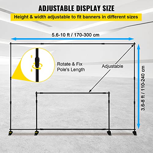 VEVOR Backdrop Stand 10 x 8 Ft, Height Adjustable Background Stand with 1 Carrying Bag, Photo Backdrop for Party Wedding Studio Trade Show - size: 10 x 8 Ft
