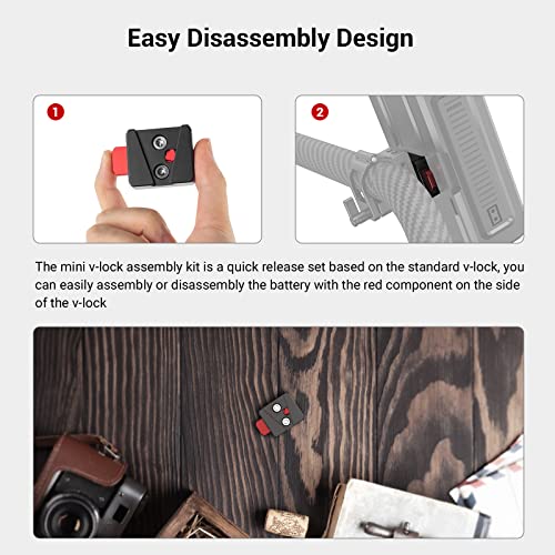 SmallRig Mini V-Lock Assembly Kit, V Mount Battery Plate, Quick Release Set with 1/4"-20 Threaded Holes - MD2801B | Mini V-Lock Assembly Kit,Lightweight for Smallrig V-Mount Battery VB99 SE / VB50 / VB99 / X99, Monitors, Magic Arms - style: M3 Hole