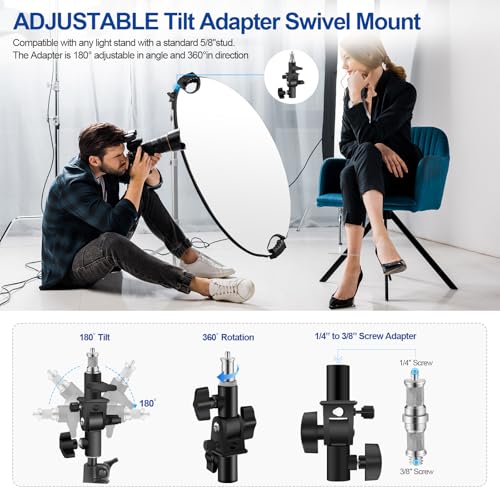 32''(80cm) Reflector Photography, Collapsible Light Reflector with Bag & tilt Adapter, 5 in 1 Handle Reflector for Studio & Outdoor Lighting -Photographer's Gift, No More Assistants Needed - style: Dual Handles