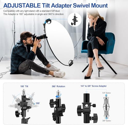32''(80cm) Reflector Photography, Collapsible Light Reflector with Bag & tilt Adapter, 5 in 1 Handle Reflector for Studio & Outdoor Lighting -Photographer's Gift, No More Assistants Needed - style: Dual Handles