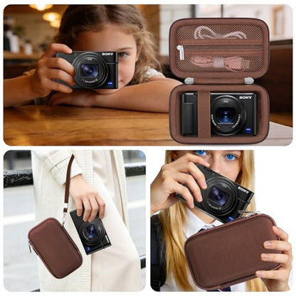 Case for Sony ZV-1F/ ZV-1/ ZV-1 II/Sony RX100 VII/ RX100 III Digital Camera | Sony ZV-1F/ ZV-1/ ZV-1 II/ RX100 VII Digital Camera Carrying Case, Hard Travel Protective Bag, Pocket fits Accessories, Brown - color: Brown