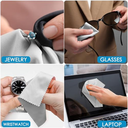 120 Pack Microfiber Cleaning Cloths for Glasses Cloth Eyeglass Cleaning Wipes 7" x 6" Lens Cleaning Cloth for Screens, Cameras, Eyeglasses, Cell Phone, LCD TV Screens, 2 Colors - color: Black and Gray