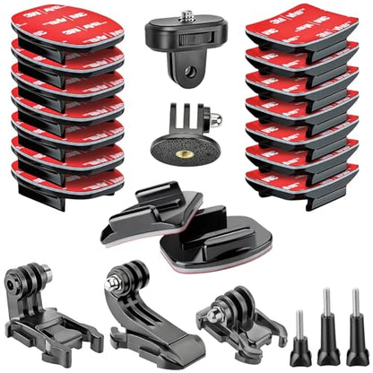 Helmet Mount for GoPro Go Pro, Curved Flat Adhesive Sticky Mounts, Quick Release Buckle, Tripod Adapter, Hero 13 12 11 10 9 8 7 6 5 4 3 2 1 Max Insta 360 DJI Osmo Action Camera Accessories Kit