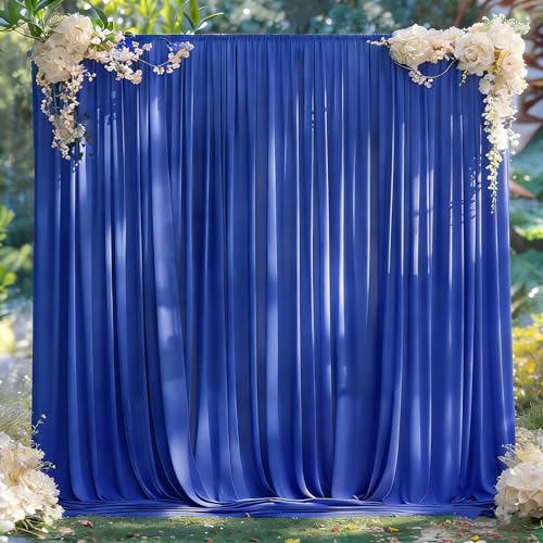 MEETSKY Royal Blue Backdrop Curtains for Parties Blue Curtains Photography Backdrop Drapes for Wedding Birthday Party Baby Showers Rod Pocket Home Sliding Door Decoration, 5ft x 7ft, 2 Panels - color: Royal Blue, size: 60"W x 84"L (Pack of 2)