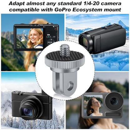 Frienda 4 Pieces Aluminum Camera Tripod Mount Adapter 1/4-20 Conversion Adapter for Tripod Compatible with GoPro Action Cameras and Other Standard 1/4 Accessories(Gray) - color: Gray