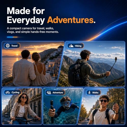 1080P Action Camera, Body Cam, POV Recorder, 128GB, Charging Case | Up to 6H with charging case; waterproof case, magnetic pendant and back clip for travel,bike POV,vlogs and outdoor recording - size: H91128G