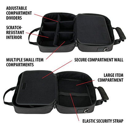 USA Gear Audio Interface Case Fits Zoom PodTrak P4, PodTrak P2, Focusrite Vocaster One, PreSonus Revelator io44 & more Podcast Interfaces - Padded Customizable Interior, Shoulder Strap (Black) - color: Black