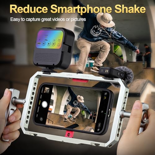 Leftfoto Metal Strong Magnetic Phone Stabilizer Cage Smartphone Rig Stand with Dual Handles for iPhone 17 16 15 14 13 12 Pro Max Mini & Magsafe Case for Samsung,for Vlogging/Video Shooting