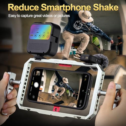 Leftfoto Metal Strong Magnetic Phone Stabilizer Cage Smartphone Rig Stand with Dual Handles for iPhone 17 16 15 14 13 12 Pro Max Mini & Magsafe Case for Samsung,for Vlogging/Video Shooting