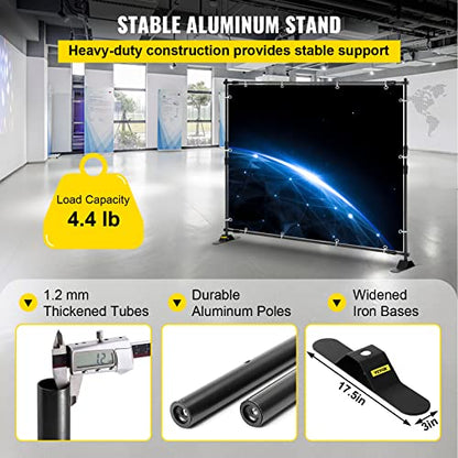 VEVOR Backdrop Stand 10 x 8 Ft, Height Adjustable Background Stand with 1 Carrying Bag, Photo Backdrop for Party Wedding Studio Trade Show - size: 10 x 8 Ft